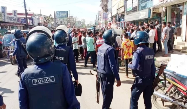 সুনামগঞ্জে বিএনপির বিক্ষোভে পুলিশ এর বাঁধা